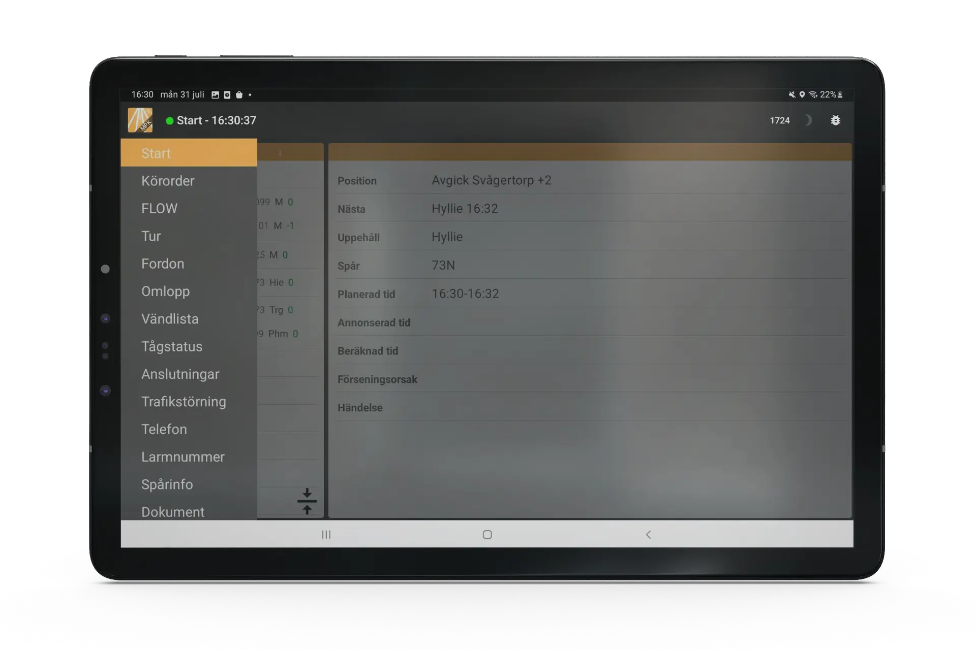 Info Tracker – startmeny och trafikinformation i surfplattan